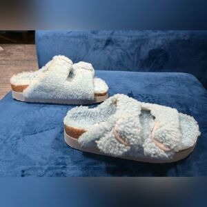 Birkenstock Papillio Faded Blue Arizona Shearling Fur Womens EU 39 8-8.5 US EUC